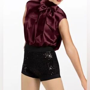 WEISSMAN Dance Costume Burgundy red romper leotard The Cure 12900 MA adult